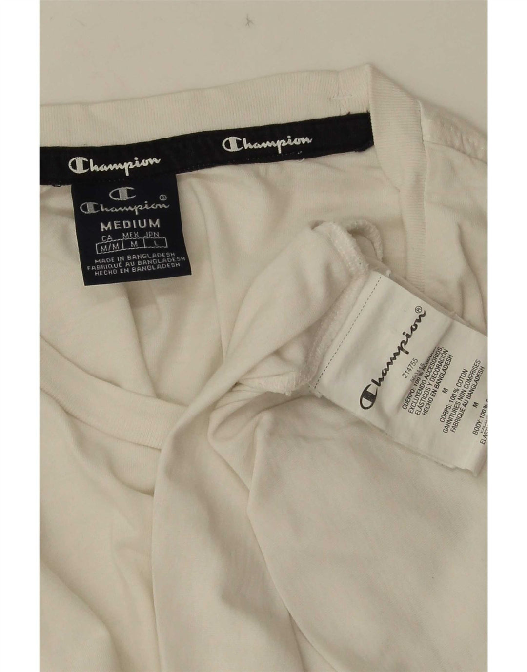 Champion Camiseta Hombre Top Medium Blanco Algodón