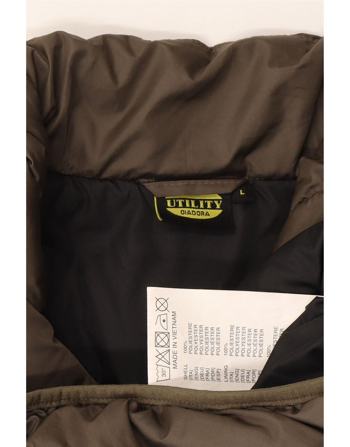 DIADORA Chaleco acolchado para hombre UK 40 Large Marrón Poliéster