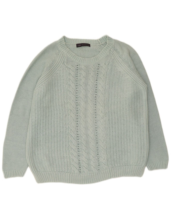 Marks & Spencer Jersey con Cuello Barco para Mujer UK 44 Grande Algodón Verde