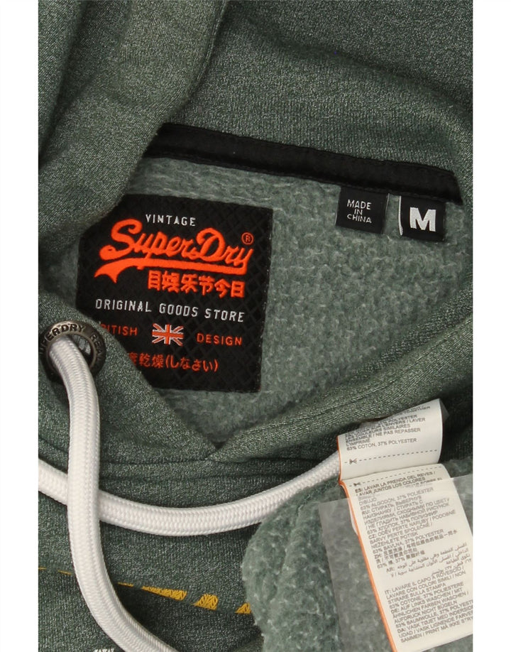 SUPERDRY Jersey con capucha y estampado gráfico de algodón moteado en verde medio para hombre
