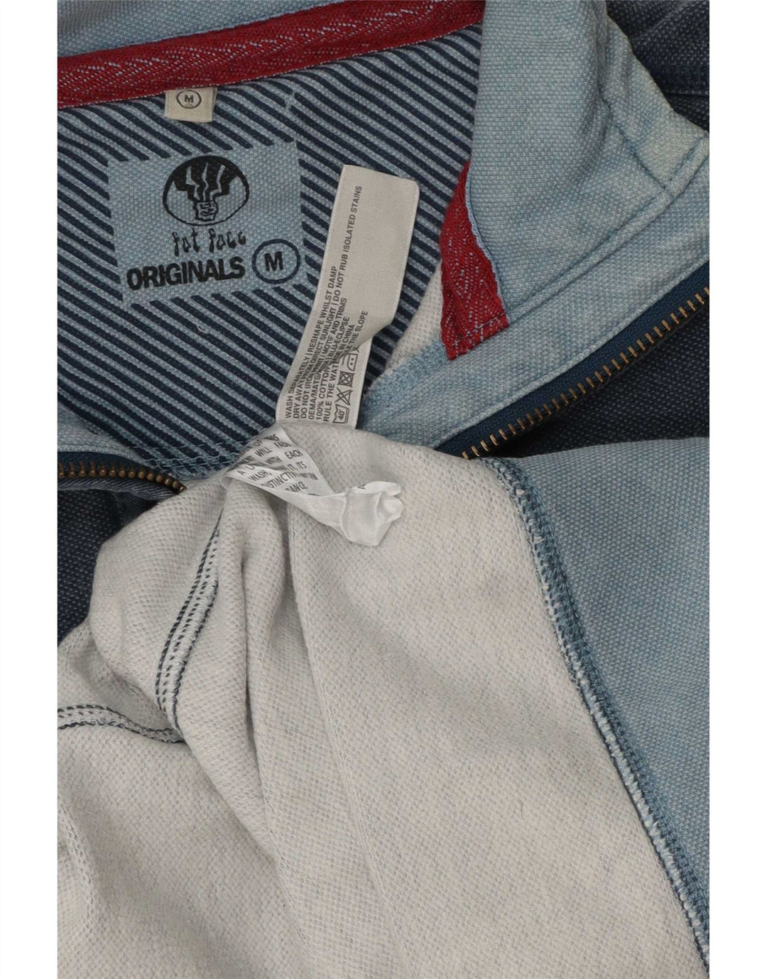 Sudadera con capucha y cuello con cremallera para hombre Fat Face Jersey de algodón azul marino mediano