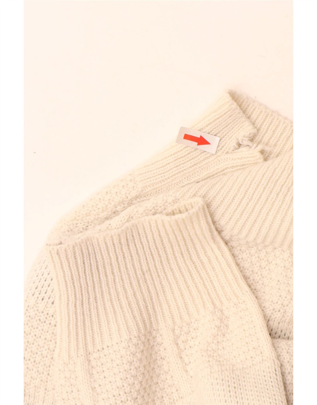 Vintage hombres cuello redondo jersey suéter XL blanco Argyle/Diamante