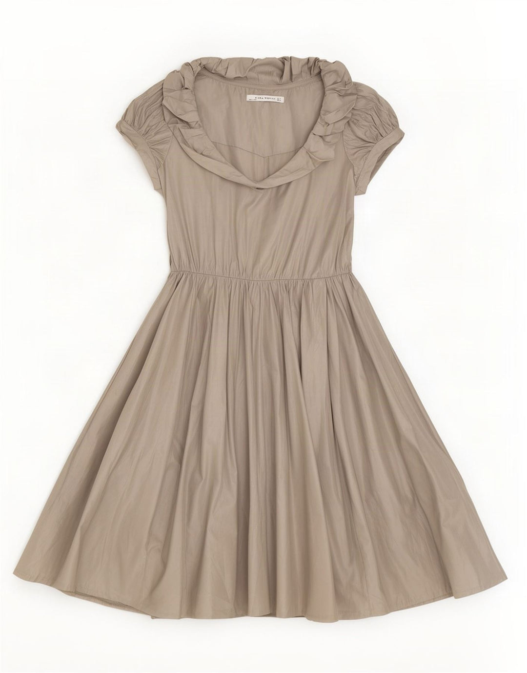Zara Mujer Vestido Acampanado UK 42 Poliéster Gris Medio