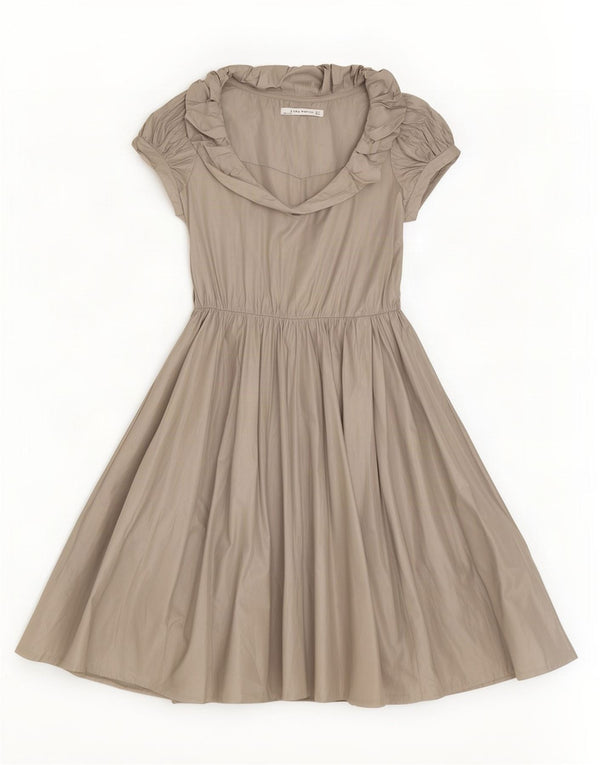 Zara Mujer Vestido Acampanado UK 42 Poliéster Gris Medio