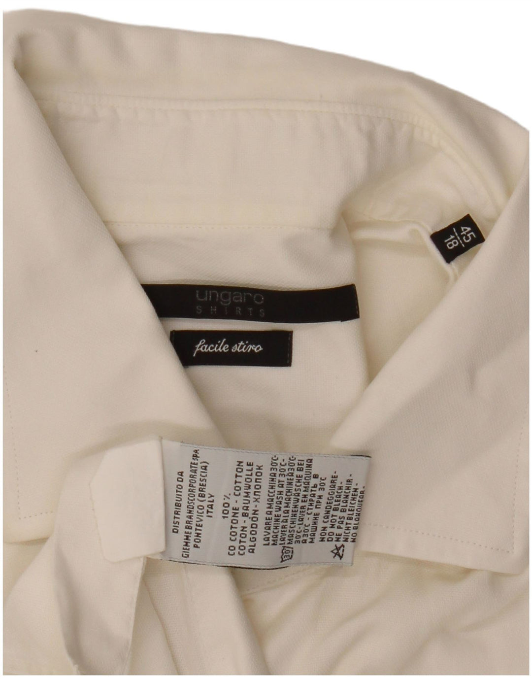 Camisa Ungaro Hombre Talla 45 18 2XL Blanco Algodón