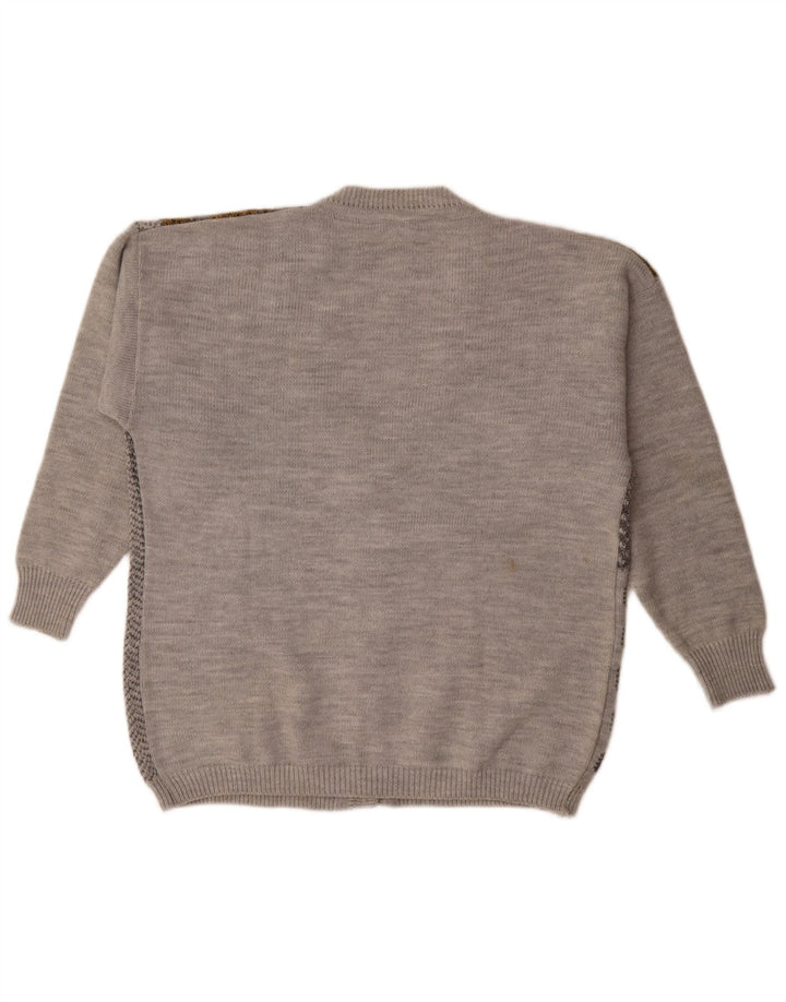 Vintage mujer Cardigan suéter Reino Unido 18 XL gris patchwork