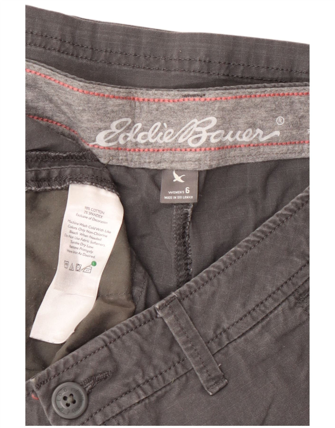Eddie Bauer Pantalones cortos cargo ligeramente curvados para mujer US 6 Medium W30 Gris Algodón