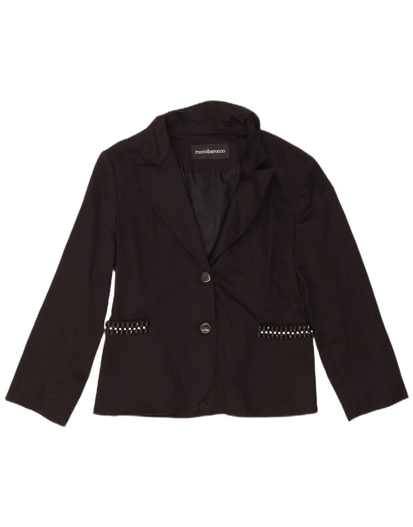 Roccobarocco Chaqueta Blazer de 2 Botones para Mujer IT 50 XL Algodón Negro