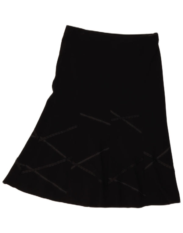Marks & Spencer Falda Acampanada para Mujer UK 12 Medium W34 Negro Geométrico