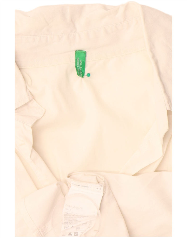 Benetton Camisa Tipo Jersey para Mujer UK 46 Large Algodón Blanco Roto
