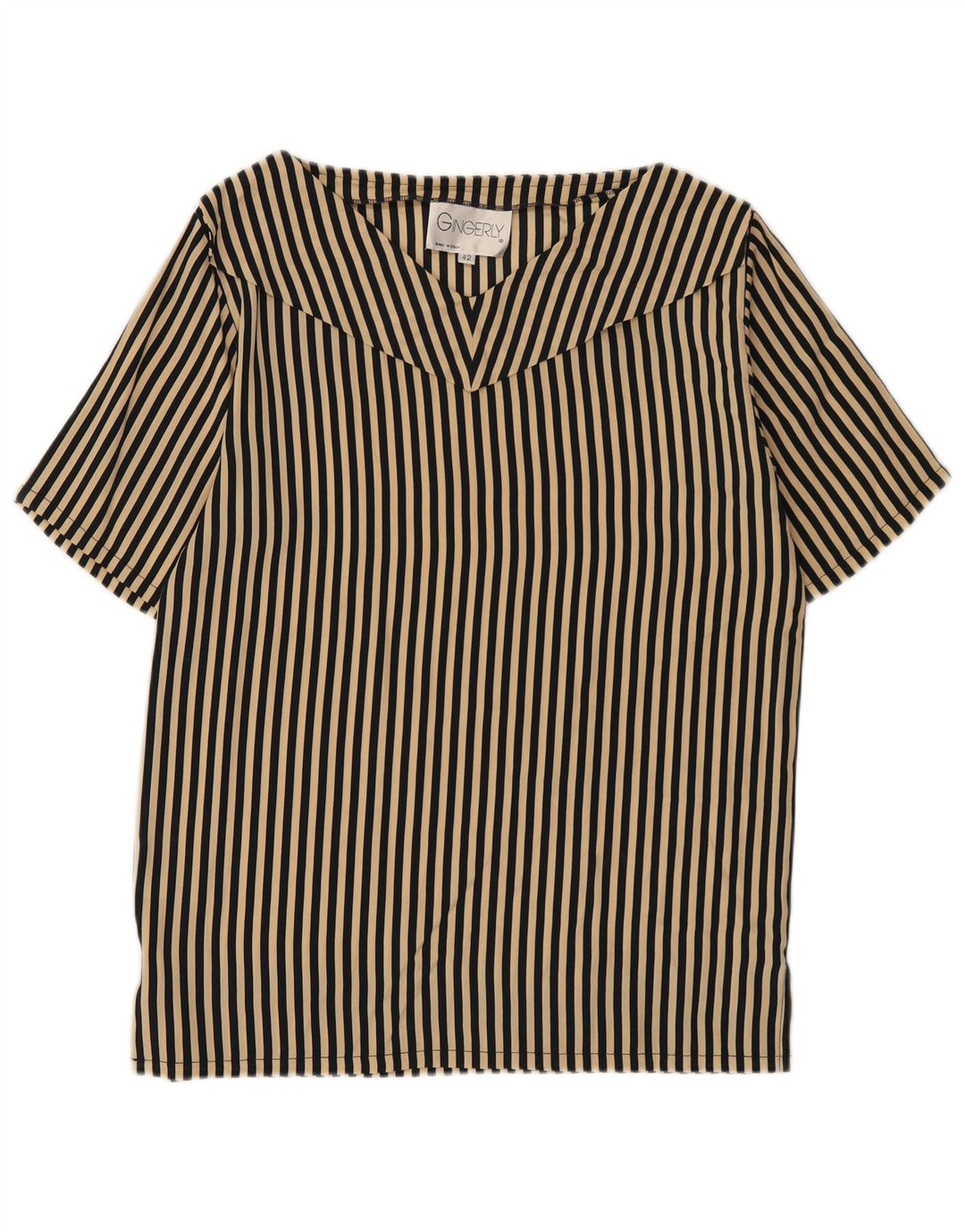 Blusa vintage para mujer Top IT 42 Acetato de rayas beige medio