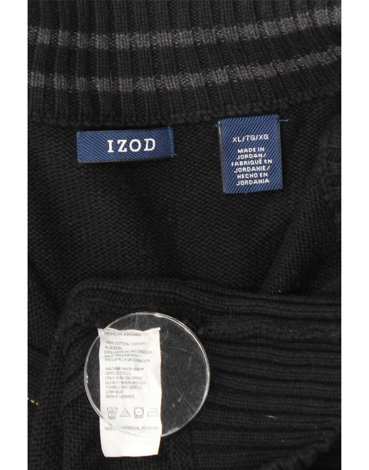Izod Jersey Hombre con Cremallera y Cuello XL Algodón Negro
