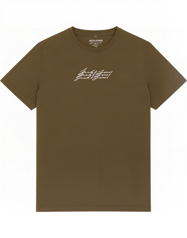 Jack & Jones Hombre Camiseta Gráfica Top Small Khaki Cotton