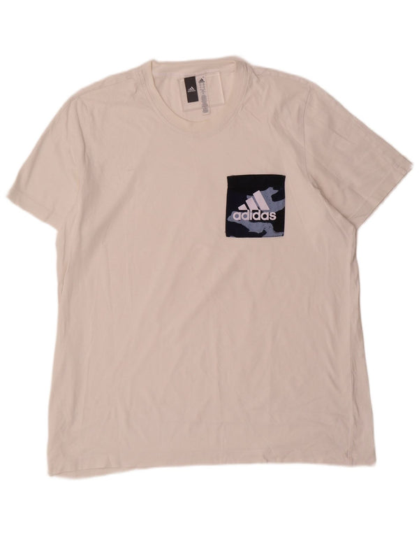 Adidas Hombre Camiseta Gráfica Top XL Algodón Blanco