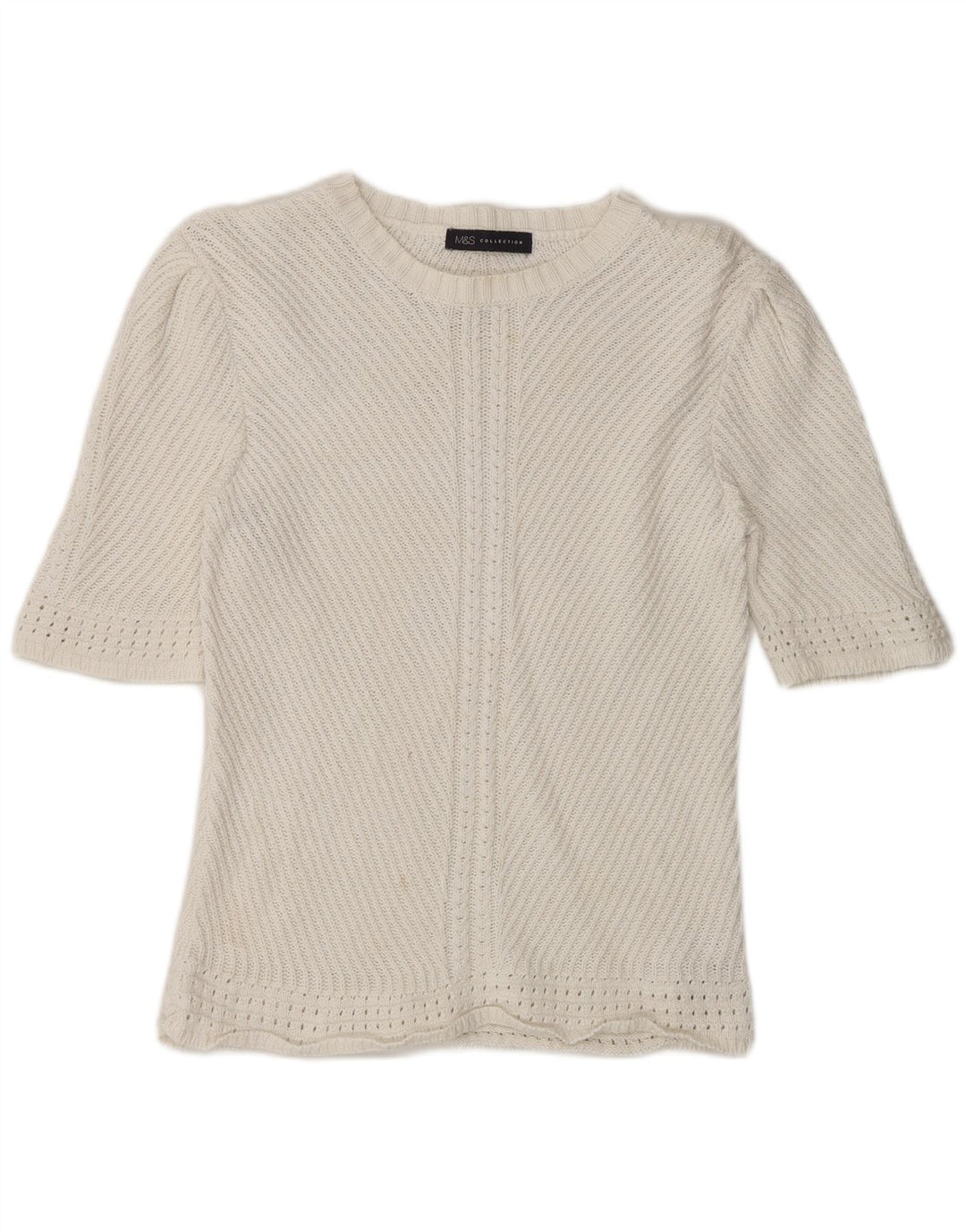 Marks & Spencer Suéter tipo jersey con cuello barco para mujer UK 14 Medium Off White