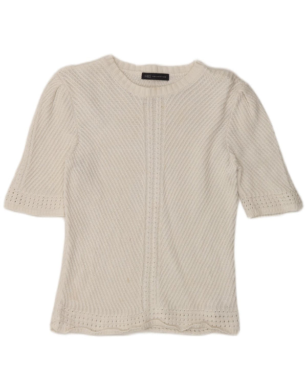 Marks & Spencer Suéter tipo jersey con cuello barco para mujer UK 14 Medium Off White