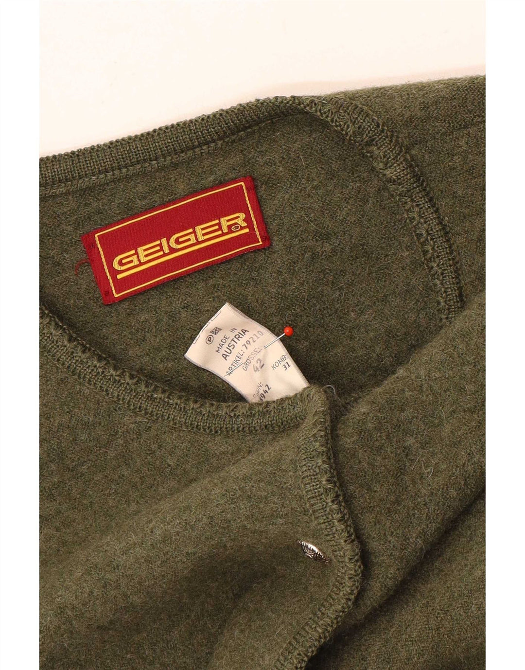 Geiger - Cárdigan para mujer, talla 42, lana verde grande