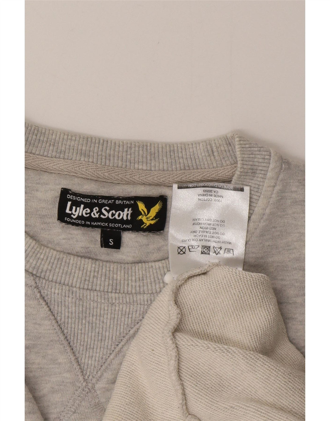 LYLE & SCOTT Sudadera tipo jersey para hombre de algodón moteado gris pequeño