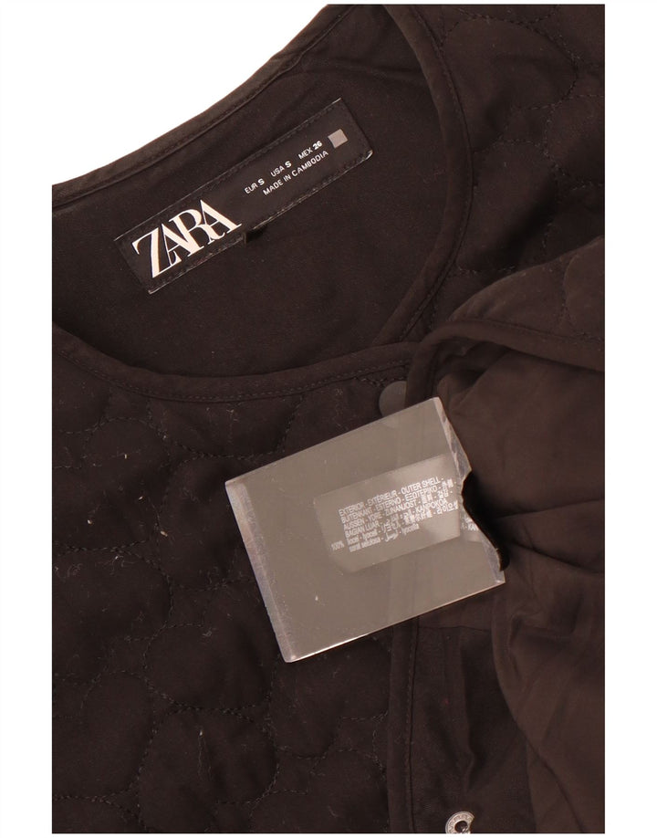 Zara Mujer Chaqueta Acolchada Extragrande UK 10 Small Black Lyocell