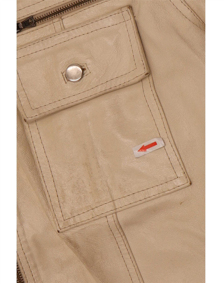 Pinko Mujer Chaqueta De Cuero IT 42 Medium Beige