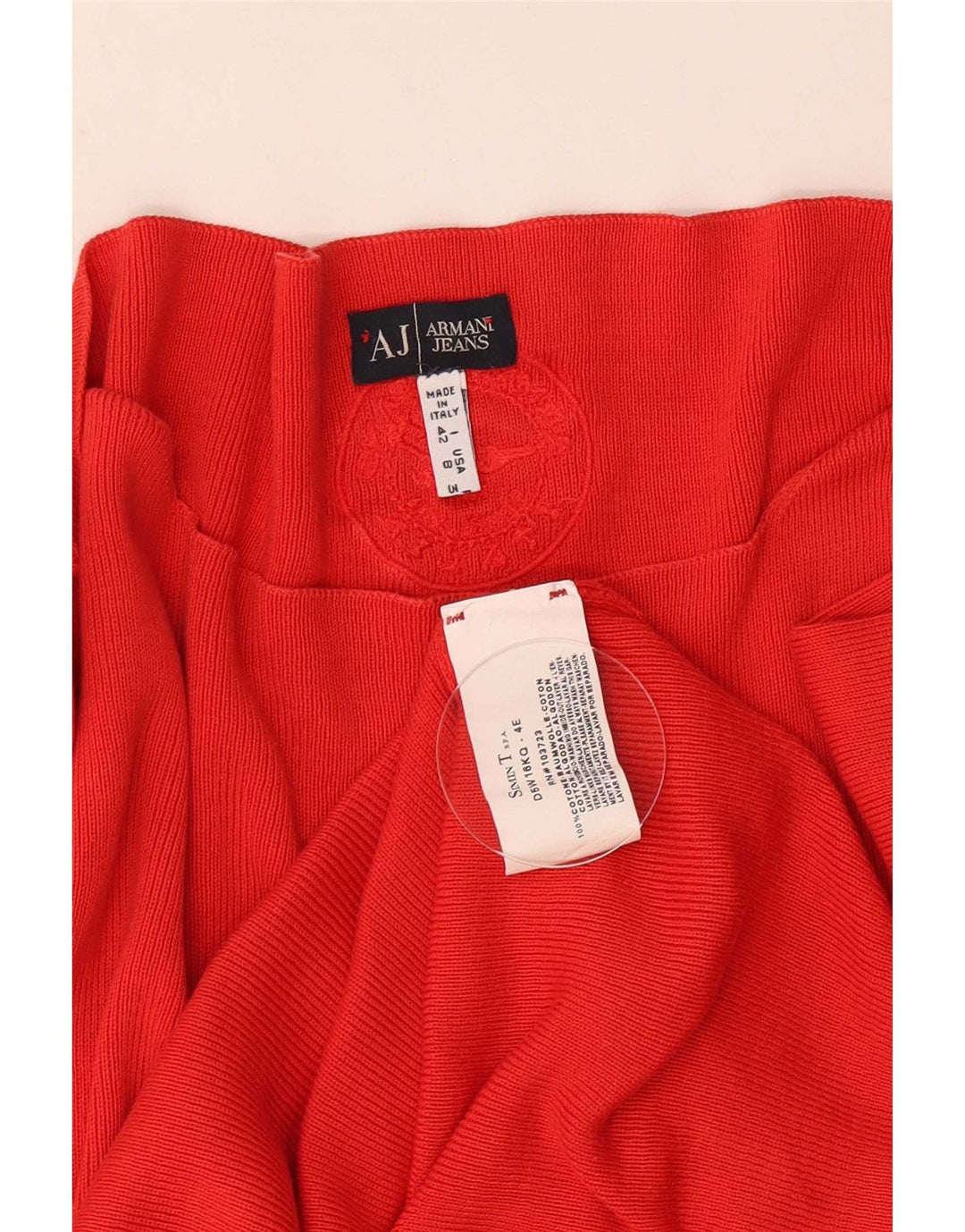 Armani Mujer Top Manga 3/4 UK 12 Medio Rojo Algodón