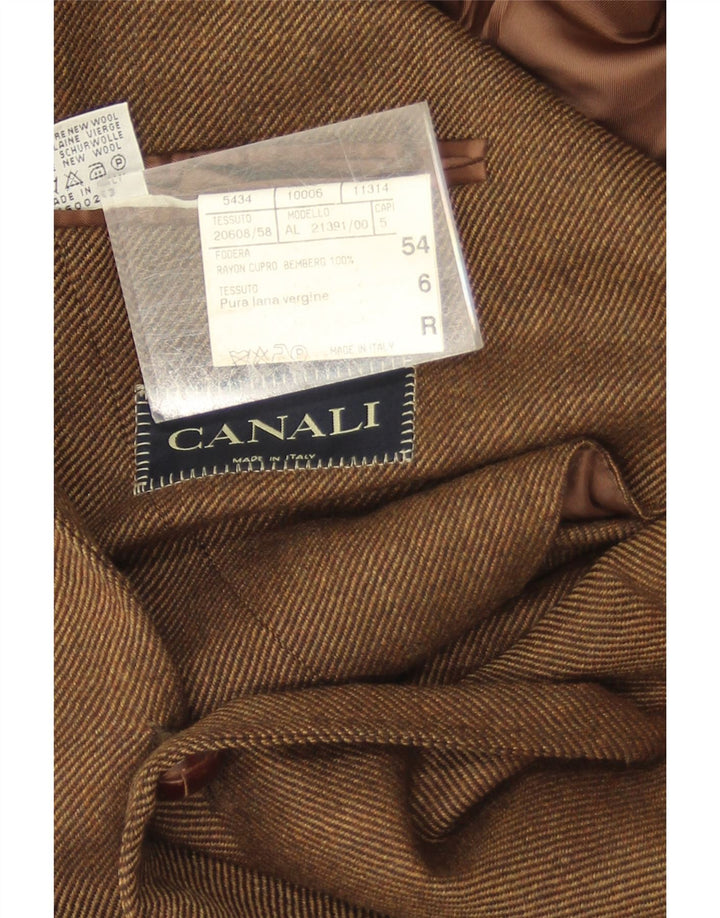 Canali Chaqueta tipo blazer de 3 botones para hombre IT 54 2XL Lana virgen marrón
