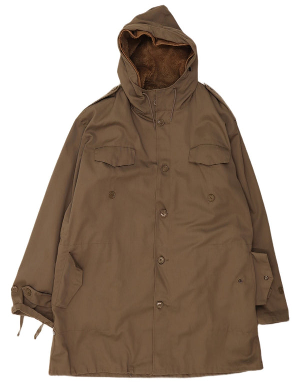 VINTAGE Chaqueta Parka militar con capucha para hombre IT 54 2XL Algodón caqui