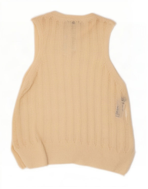 Zara Camiseta sin mangas transparente para mujer UK 12 Medium Off White Cotton