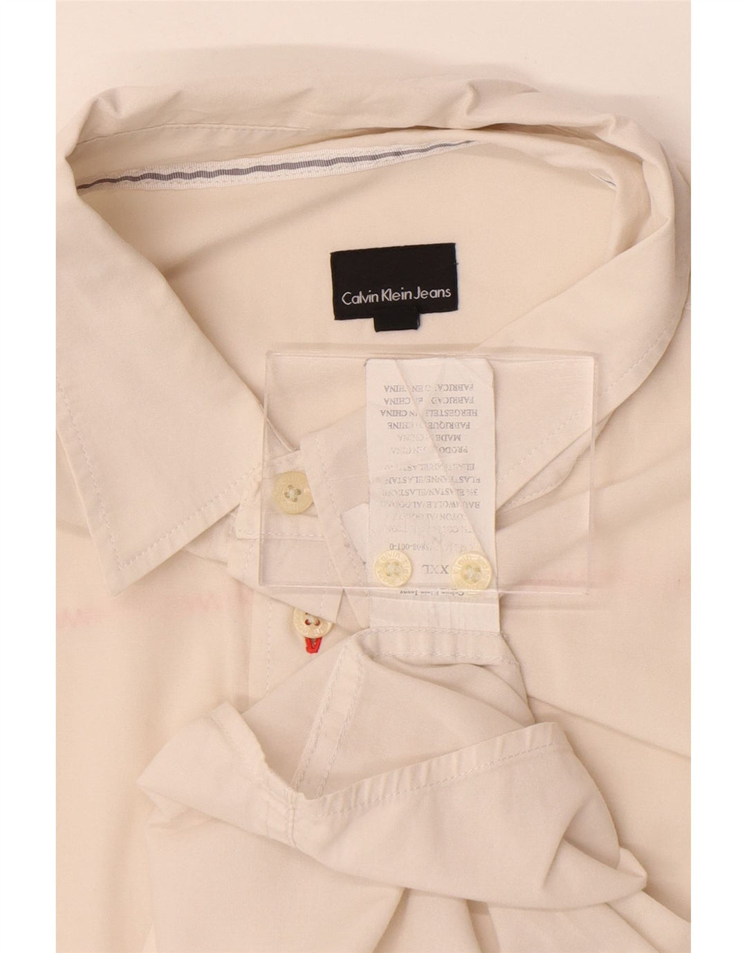 Calvin Klein Jeans Camisa para hombre 2XL Algodón blanco roto