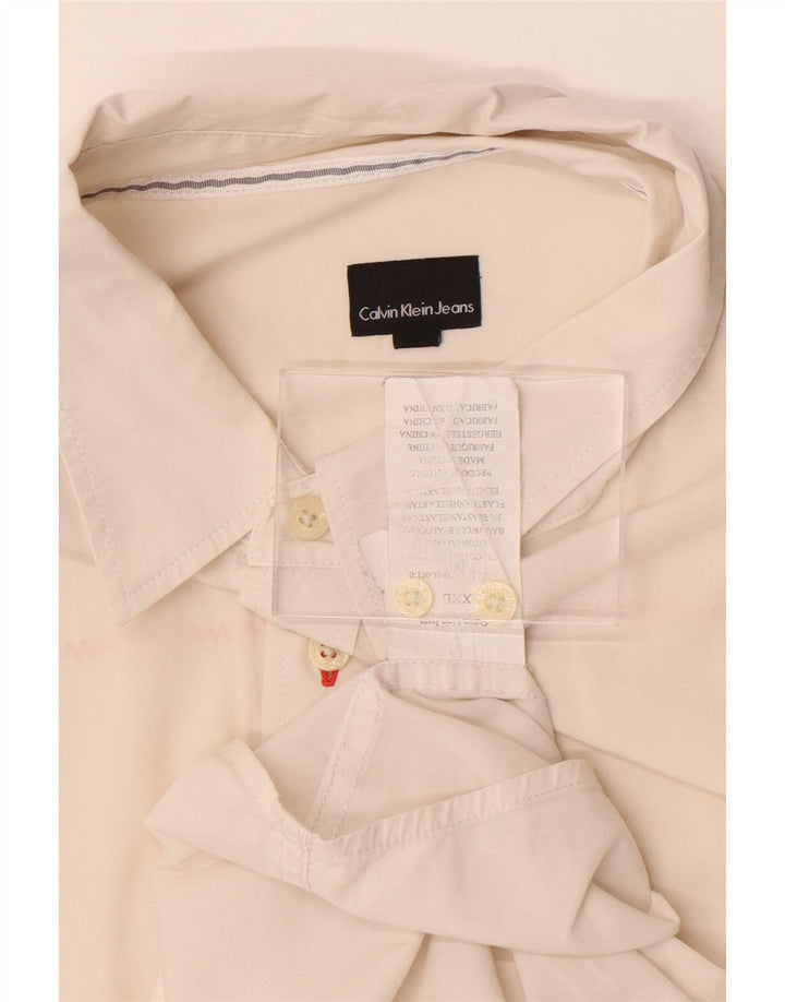 Calvin Klein Jeans Camisa para hombre 2XL Algodón blanco roto