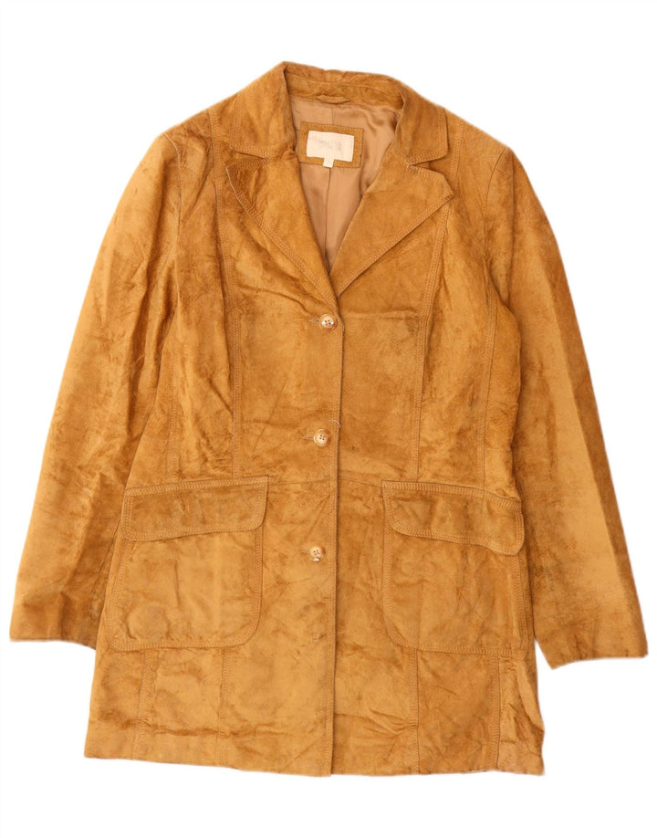 Marks & Spencer Abrigo de ante para mujer UK 40 Cuero marrón medio