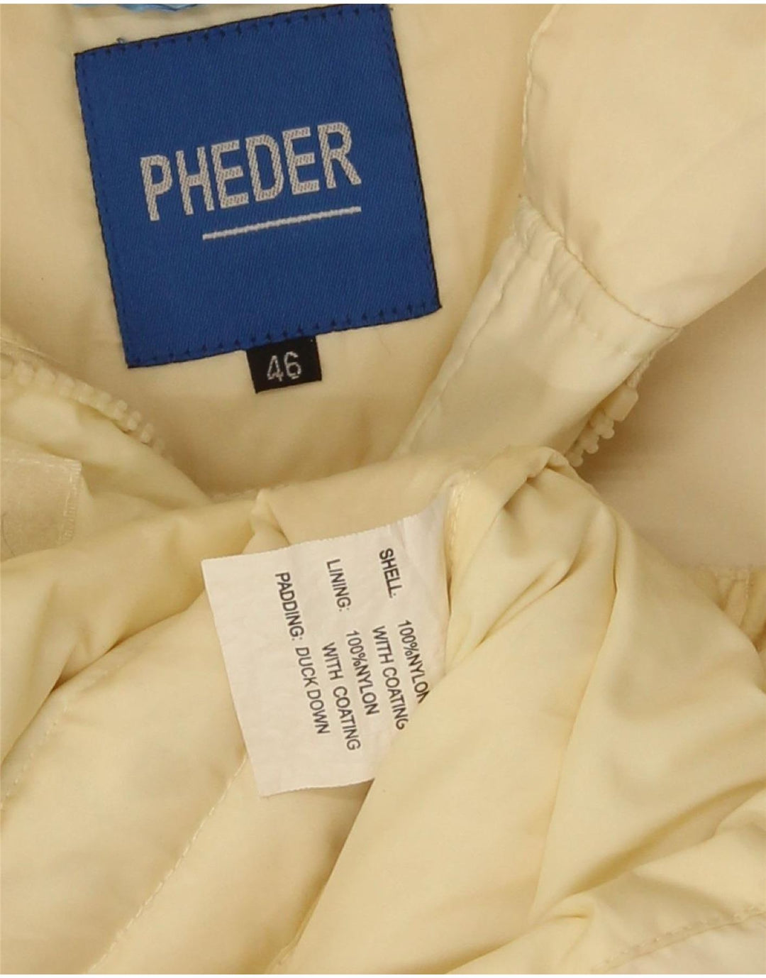 Pheder Abrigo acolchado con capucha para mujer IT 46 Large Nylon amarillo
