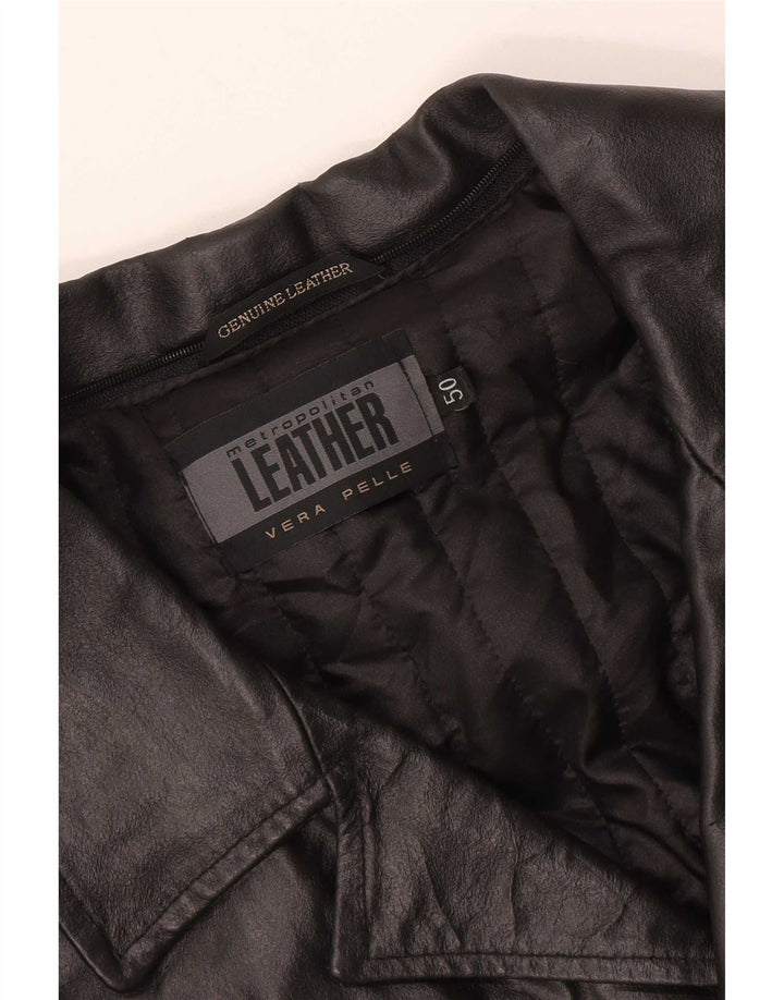 Metropolitan Chaqueta de cuero para hombre IT 50 Grande Negro