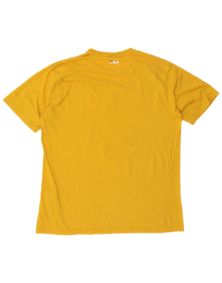 Fila - Camiseta gráfica para hombre, talla grande, algodón amarillo