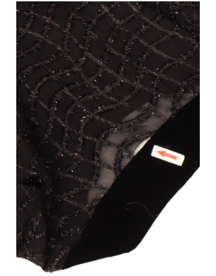 Vintage mujer ver a través de blusa Top Reino Unido 16 grande negro rayas