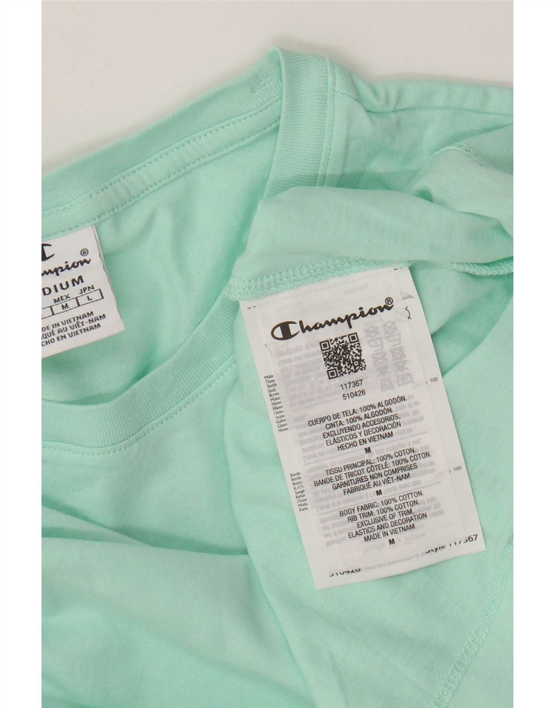 Champion Camiseta Mujer Top UK 12 Medium Turquesa Algodón