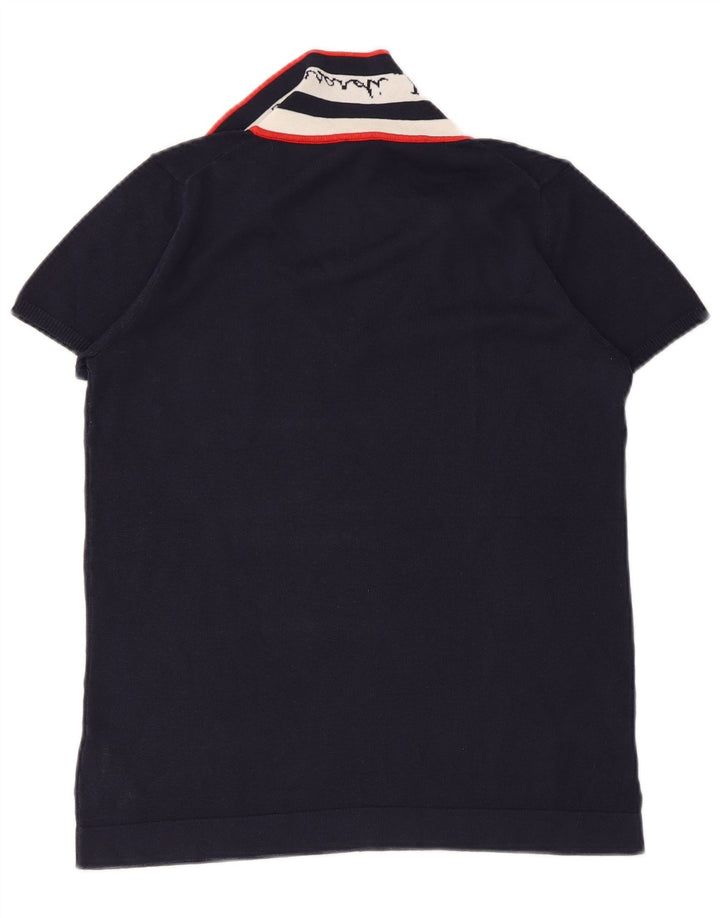 TRUSSARDI JEANS Suéter tipo jersey con cuello polo para mujer UK 44 Grande Azul marino