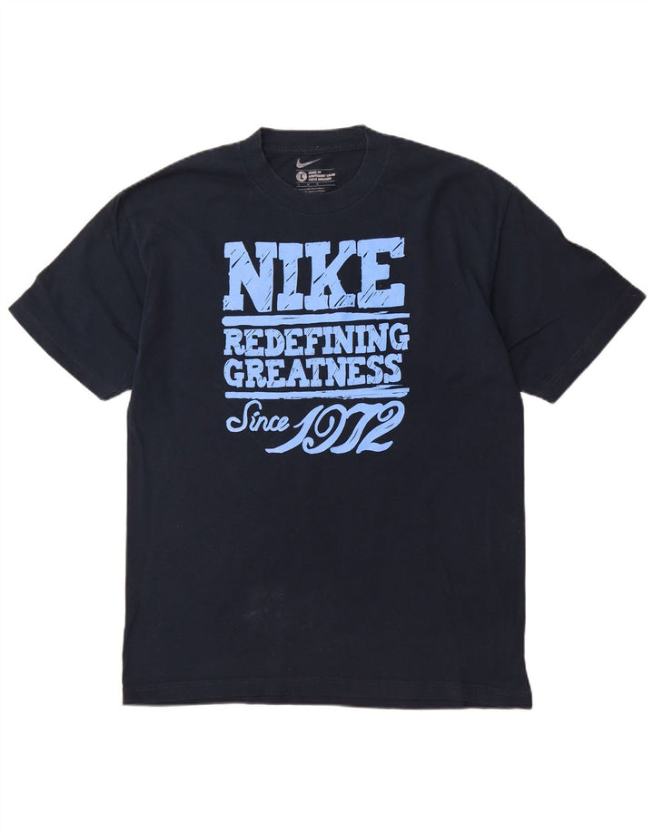 NIKE Camiseta holgada con gráfico para hombre Top grande de algodón azul marino