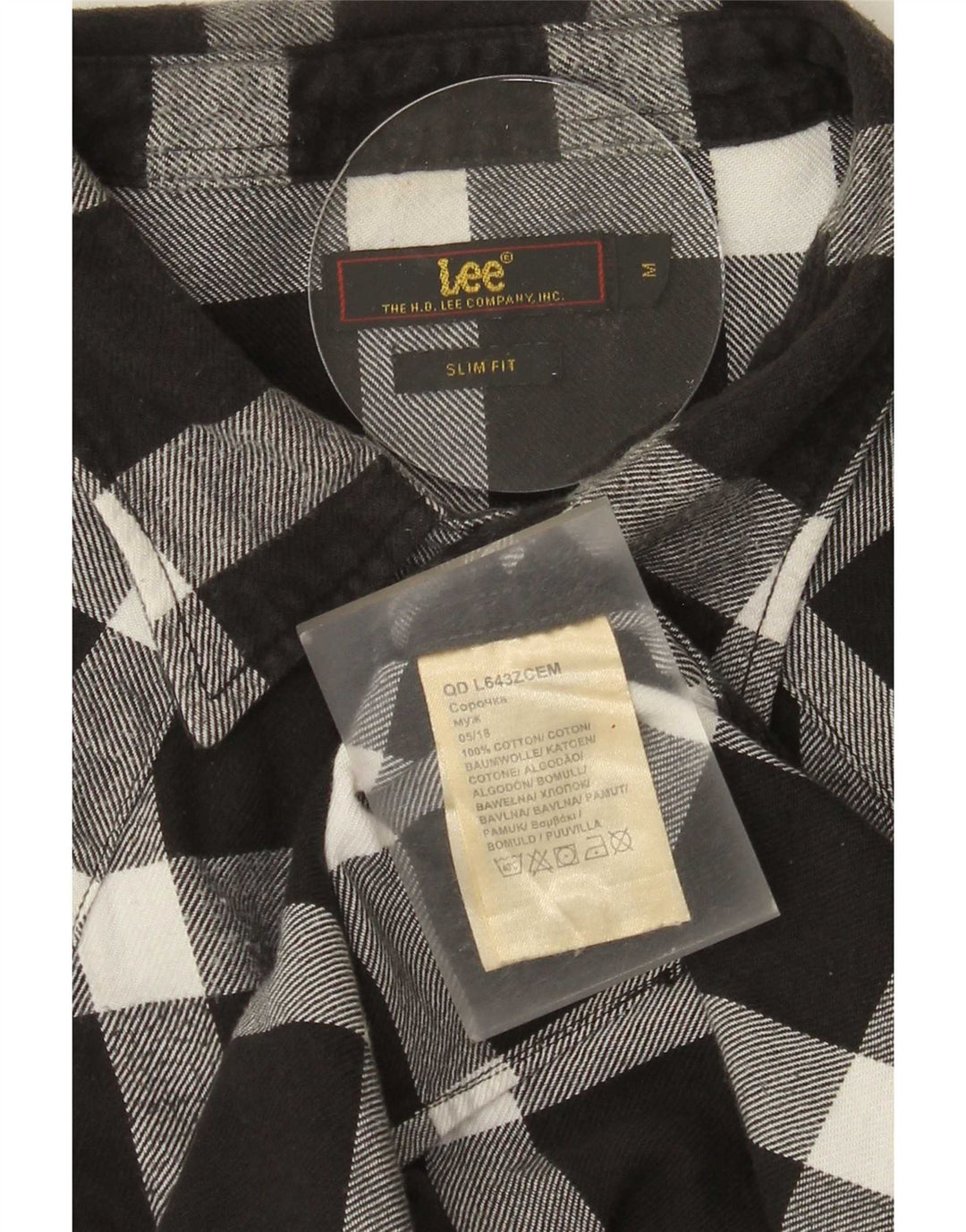 Camisa De Franela De Corte Slim De Algodón A Cuadros En Negro Mediano Lee Hombre