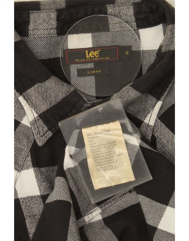 Camisa De Franela De Corte Slim De Algodón A Cuadros En Negro Mediano Lee Hombre