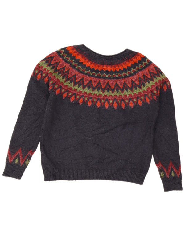 Weird Fish Suéter con Cuello Barco para Mujer UK 10 Small Azul Marino Fair Isle