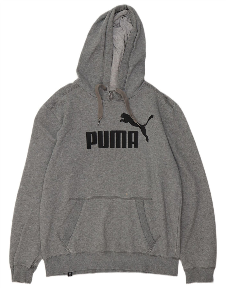 PUMA Jersey con capucha gráfica para hombre de algodón gris medio