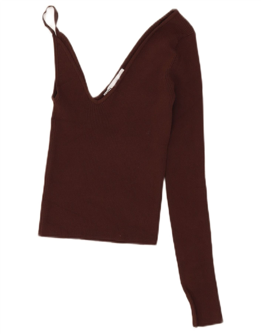 Zara Mujer Crop Top UK 8 Small Marrón Viscosa
