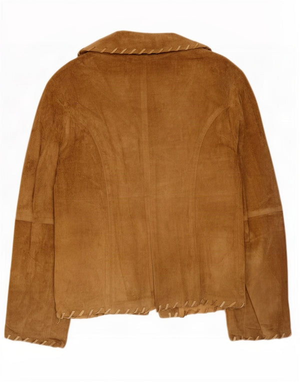 Vintage mujer 2 botones ante Blazer chaqueta Reino Unido 14 grande beige