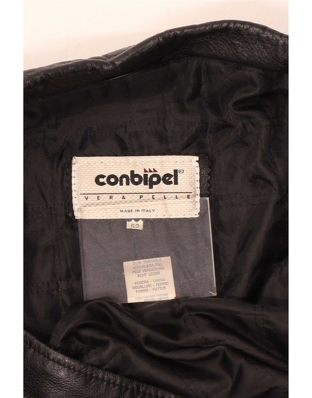 Conbipel Abrigo de cuero para hombre IT 52 Large Black