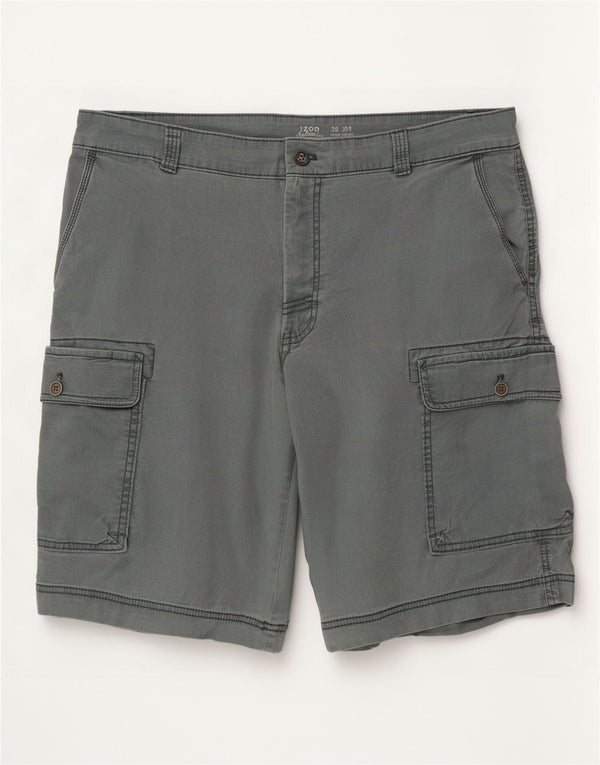 Izod Pantalones cortos tipo cargo de agua salada para hombre, talla grande, W36, gris