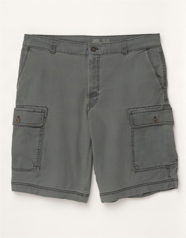 Izod Pantalones cortos tipo cargo de agua salada para hombre, talla grande, W36, gris
