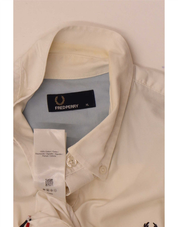 Fred Perry Camisa Manga Corta Hombre XL Blanco Algodón