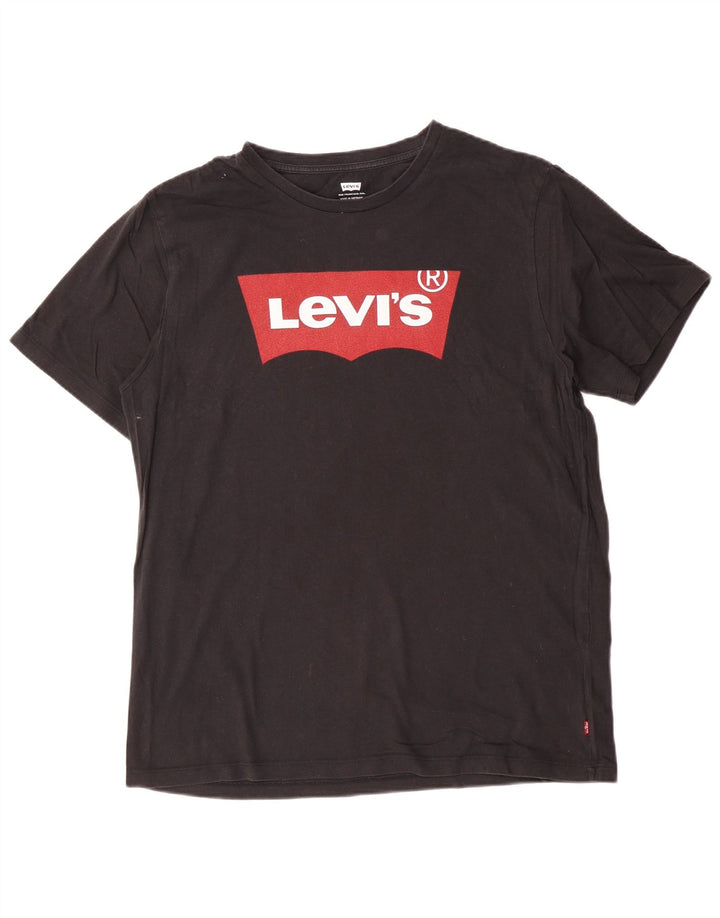 Levi's Camiseta gráfica para hombre Top Medium Black Cotton