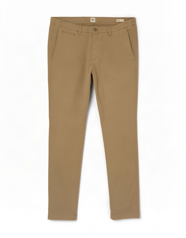 Pantalones chinos ajustados para hombre Gap W34 L32 Algodón beige